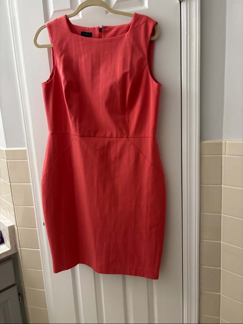 Talbots Coral Pink Sleeveless Sheath Dress